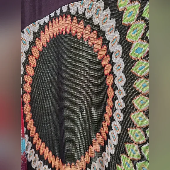 DESIGUAL abstract colorful long sleeve midi dress v-neck size XL - Picture 9 of 9